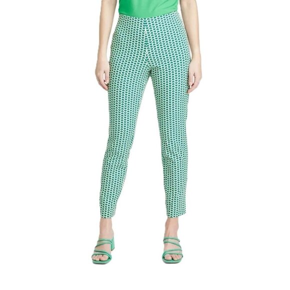 a new day Pants - A New Day Green & White Geo Moon Print High Rise Ankle Length Pants